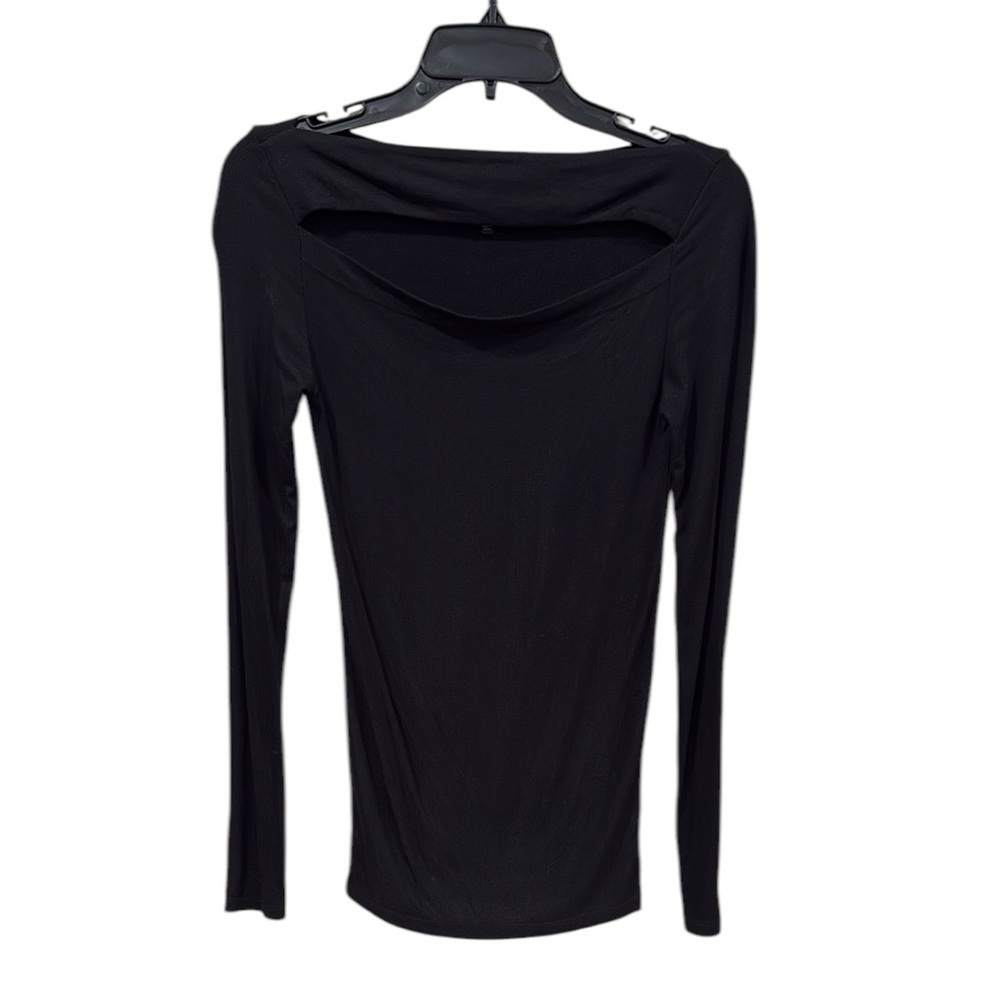 Black Fitted Long Sleeve Cut Out Top Size Small EUC